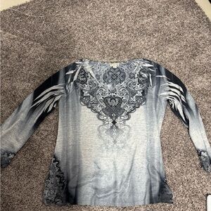 Elegant Gray Patterned Women's Top
